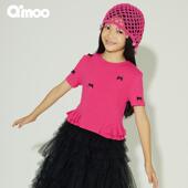 Qimoo淇木25夏季 T恤QSS2TC133A 女童蝴蝶结时尚 新款 童装