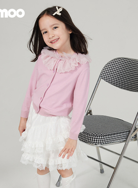 Qimoo/淇木25春季童装女童个性时尚舒适亲肤毛织小开衫QSS1NP340C