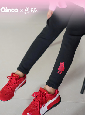 【张占占IP联名】Qimoo冬季新款女童加绒打底裤厚外穿QSS4KP518Z