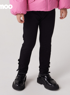 Qimoo/淇木冬季新款童装女童蝴蝶结加绒加厚打底裤QCL4KP212B