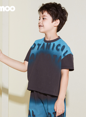 淇木Qimoo童装夏季男童潮流渐变印花纯棉短袖T恤QMT2TC115A