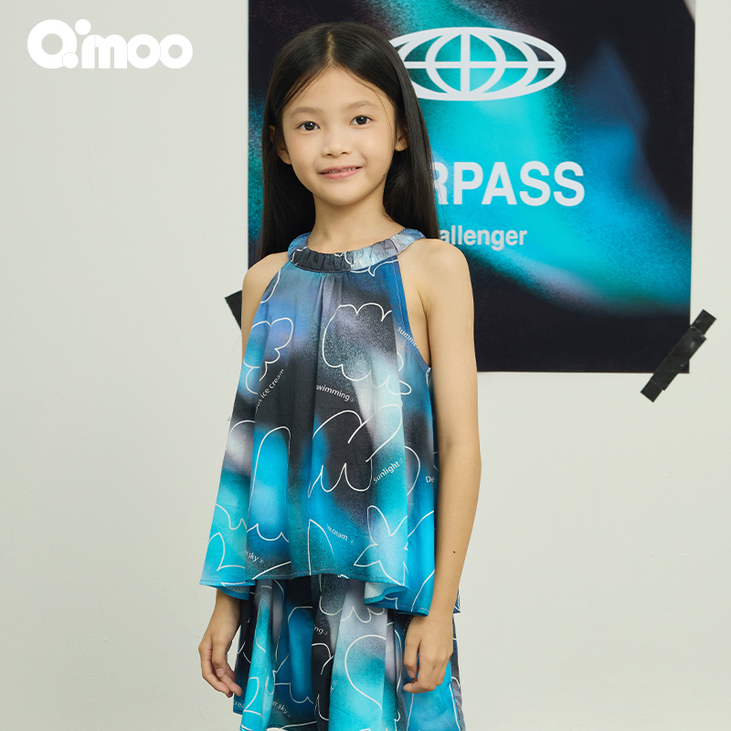 Qimoo淇木25夏季新款童装女童精致渐变色彩凉爽吊带QSS2EC307C