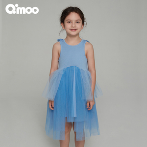 Qimoo淇木夏季新款童装女童商场同款可爱背心连衣裙QCL2LC318C