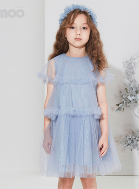 淇木Qimoo童装春女童休闲网纱飘逸背心公主连衣裙QMT1LP311C
