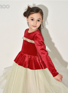 Qimoo淇木 26年春季新款女童轻奢风mini舞会系列连衣裙QWM1LP125A