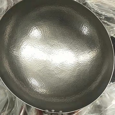 【唐一社＊手工鱼鳞纹炒锅】手工锻打圆底炒锅无涂层无氮化不粘锅