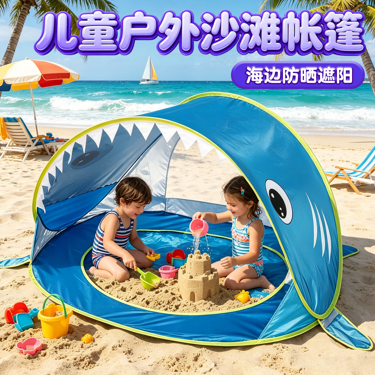 全自动速开防晒防雨沙滩帐篷图片