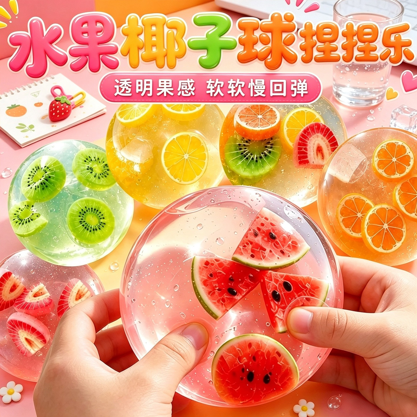 手作球慢回弹塑形水果椰子捏捏乐图片