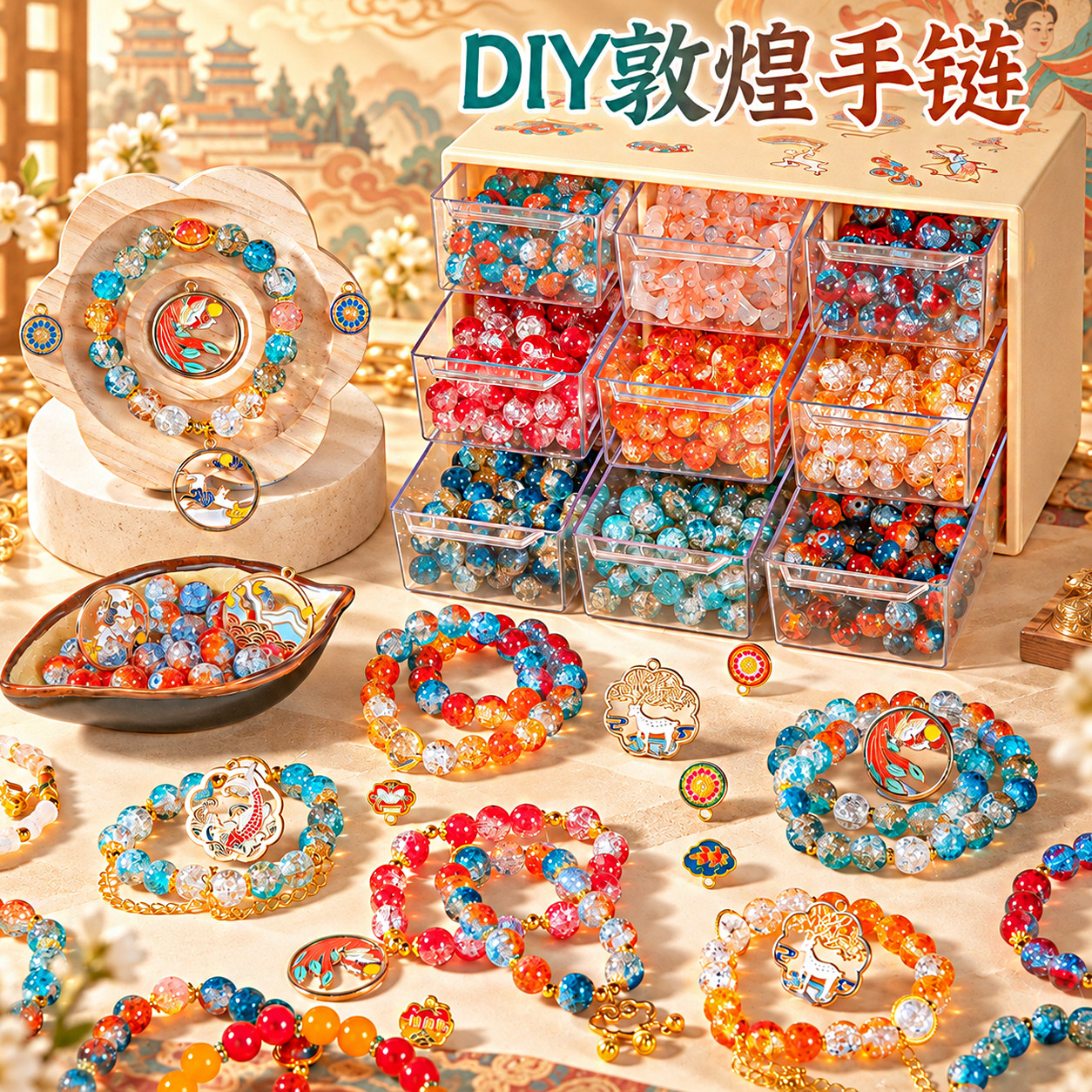 儿童手串手工串珠子手链diy玩具材料包女孩生日礼物6岁以上女童小