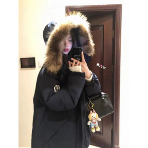 大毛领派克羽绒棉服女2024冬季新款连帽棉袄外套宽松加厚工装棉衣