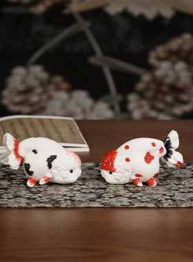 陶瓷小鱼客厅玄关博古架装饰