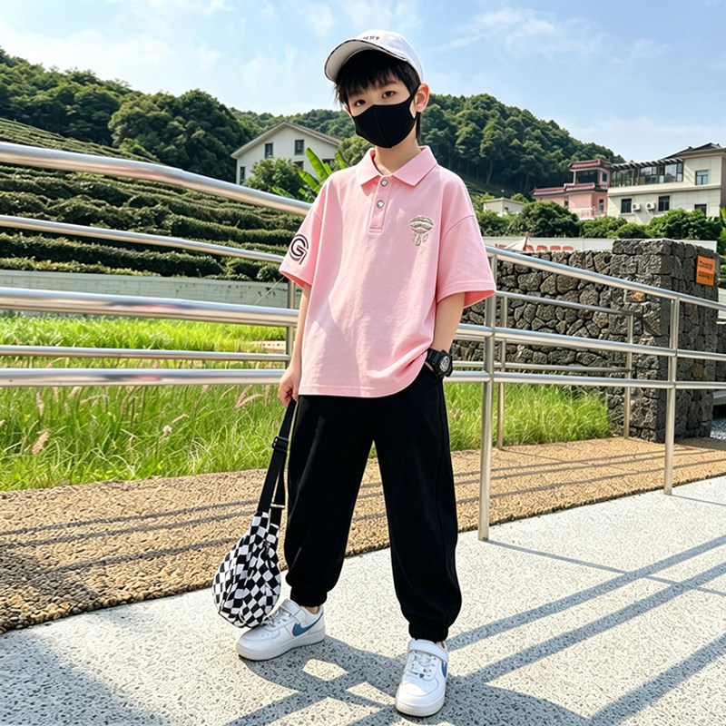 男童短袖T恤夏装新款中大童夏季套装儿童男孩夏天衣服帅气百搭棉