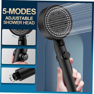 Shower Head Water Saving Black 5 Mode Adjustable High