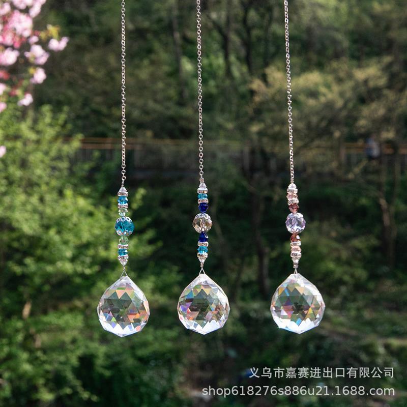 Suncatcher Crystal Chandelier Decor Stained Glass Ball Hangi