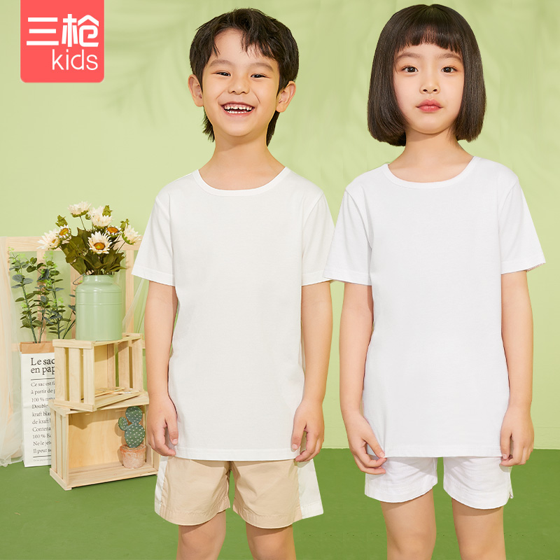 三枪儿童圆领纯色短袖