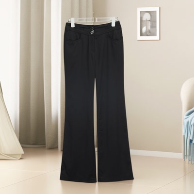 黑色高腰微喇显瘦通勤女休闲裤