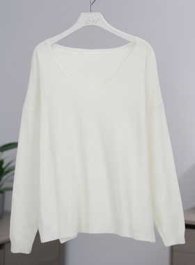 春秋爆款女纯色简约风v领套头长袖T恤宽松遮肉显瘦百搭39652
