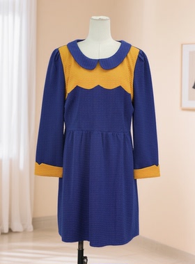 2025女装秋冬长袖气质修身显瘦连衣裙撞色设计气质百搭爆款 30044