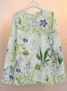 2025秋季新款时尚长袖套头衫清新自然印花外穿爆款 25769