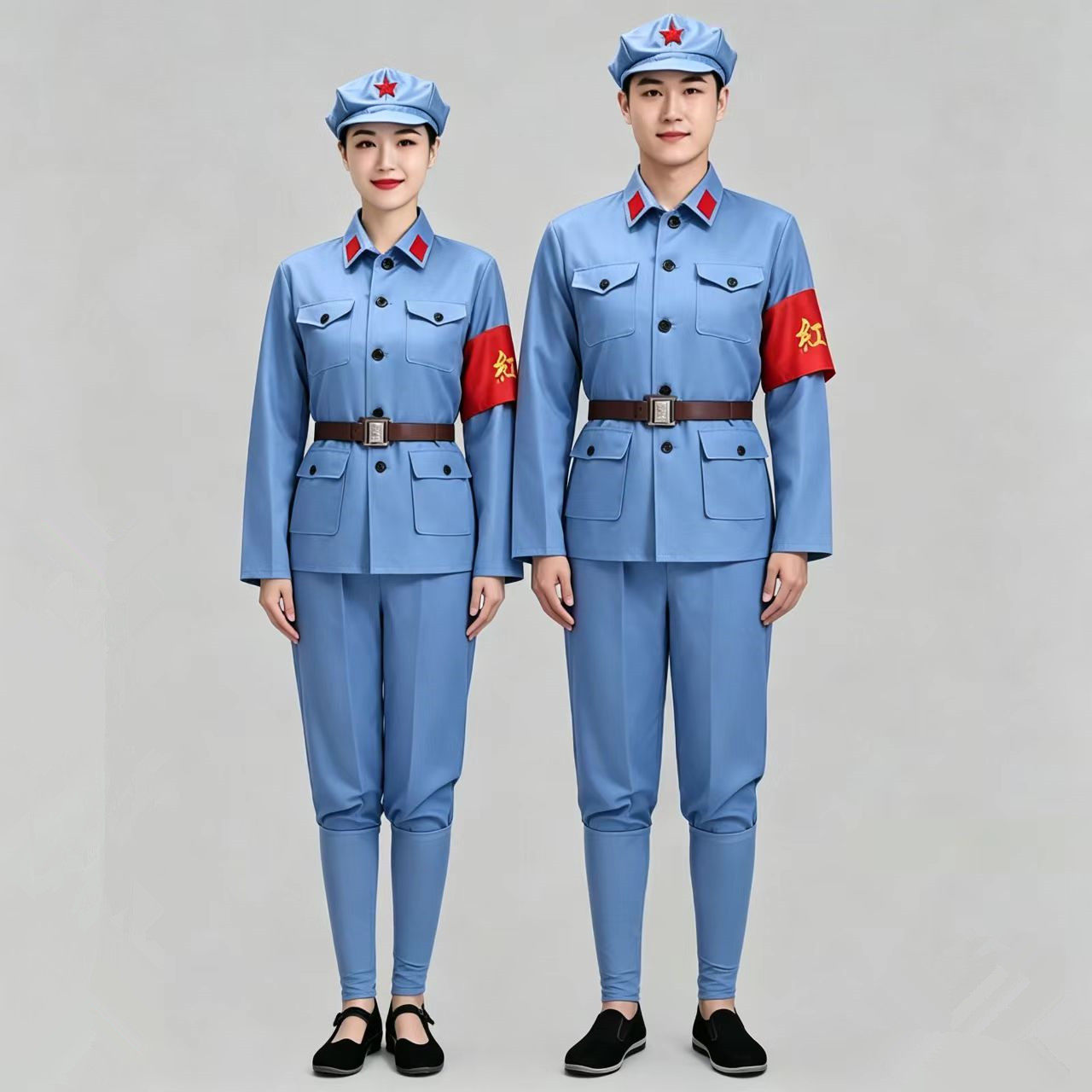 成人红军演出服合唱服男女八路军的衣服长征服装红色娘子军装表演