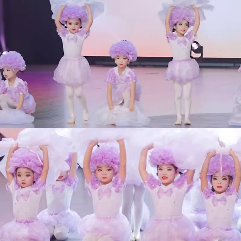泡泡像云朵儿童演出服女童可爱公主蓬蓬纱裙舞蹈服装小小云朵道具