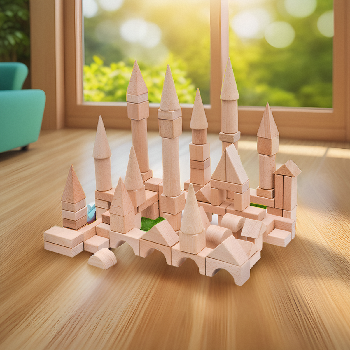 儿童城堡积木玩具原木色榉木几何形状幼儿园宝宝早教益智玩具,玩具/童车/益智/积木/模型,木质积木,淘宝优惠券,粉丝福利购,淘宝优惠卷