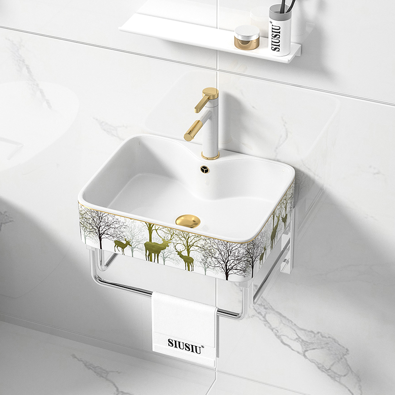 金鹿不锈钢支架洗手盆陶瓷