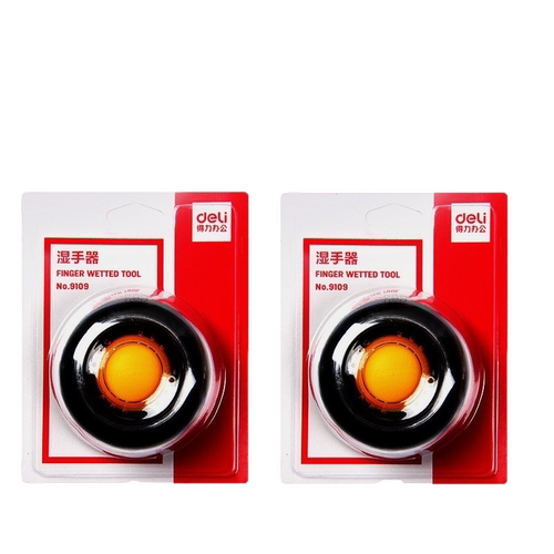 得力9109海绵缸湿手器 财务用品沾水缸点钞用办公用品湿手器 圆形滚珠点钞沾手水缸 粘手器 财务办公用品