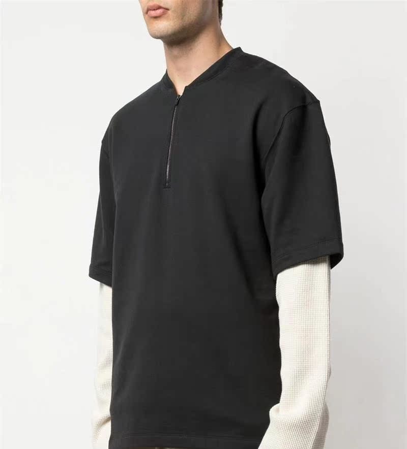 fear of god 6th第六季主线高街亨利领短袖fog半拉链t恤男女潮流