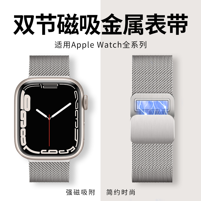 适用iwatch表带双磁吸强磁吸附