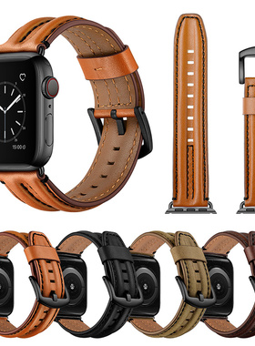 适用iwatch10表带真皮s11苹果手表s10表带se新款applewatchultra3表带s9代8/7运动45mm46男6牛皮series9智能5