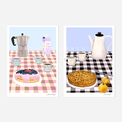 coffee甜品咖啡美食艺术海报贴画冰箱厨房餐厅装饰挂画内芯不带框