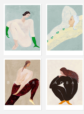 温柔淡雅抽象人物艺术装饰挂画纸质海报画内心法式Sofia Lind