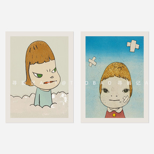 奈良美智 卡通女孩人物艺术纸质装饰画海报画芯不含外框原木文艺