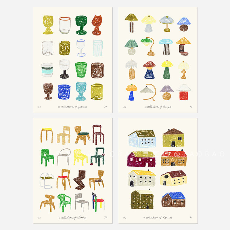 Isabelle Vandeplassche 台灯椅子家居静物艺术纸质装饰画芯海报
