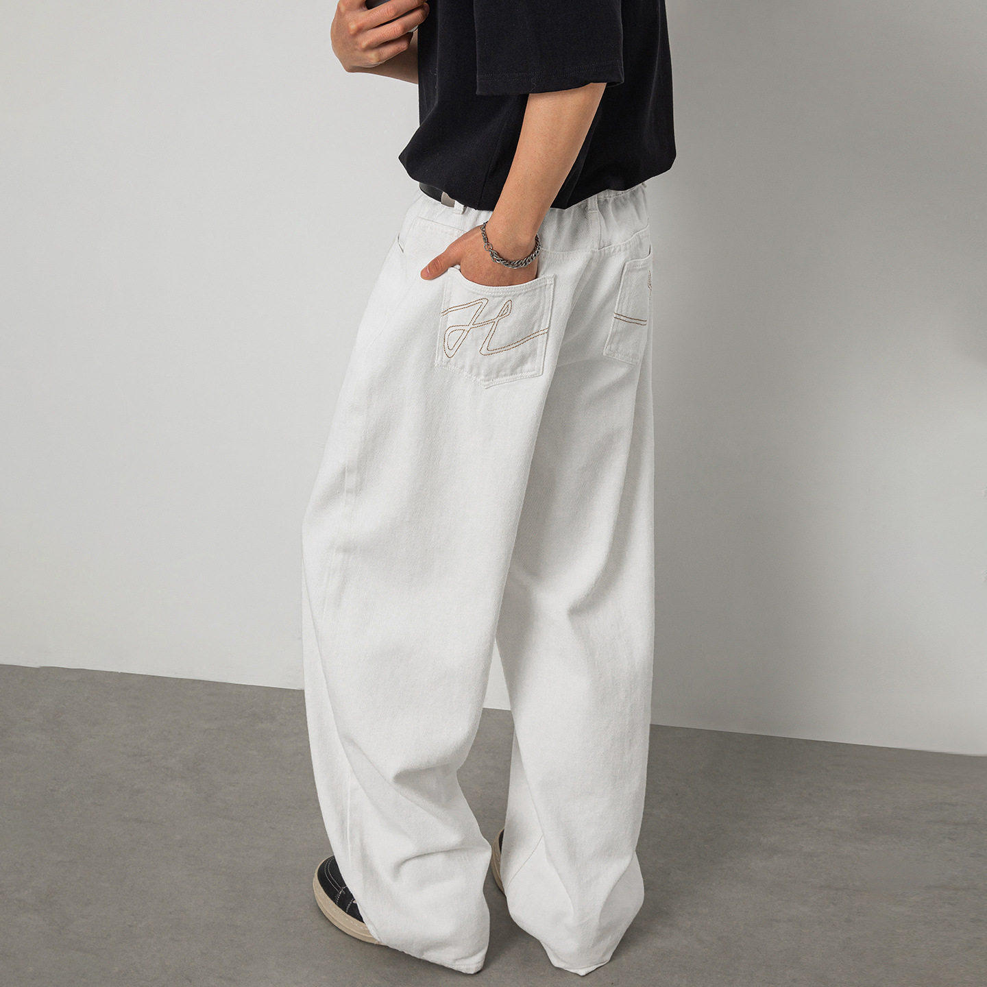 潮牌美式休闲裤男高街复古运动长裤春季新款男士宽松百搭直筒裤子,男装,牛仔裤,淘宝优惠券,粉丝福利购,淘宝优惠卷