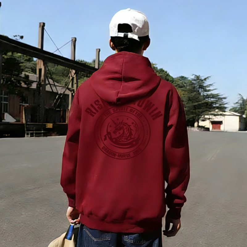 酒红男款国潮本命年加绒加厚卫衣