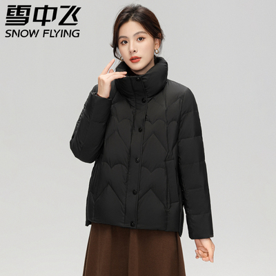 雪中飞休闲白鸭绒短款羽绒服立领