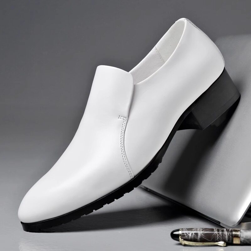 男皮鞋夏季真皮透气商务正式男鞋2025新高跟白色休闲男鞋