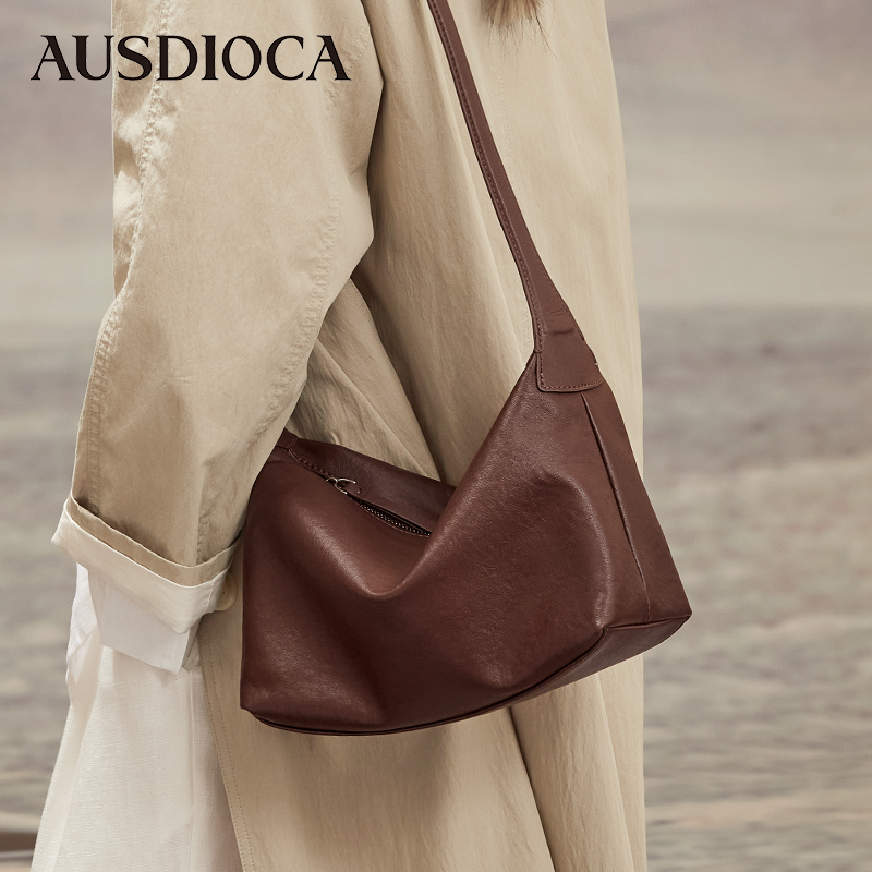 真皮腋下包女2025新款时尚hobo包