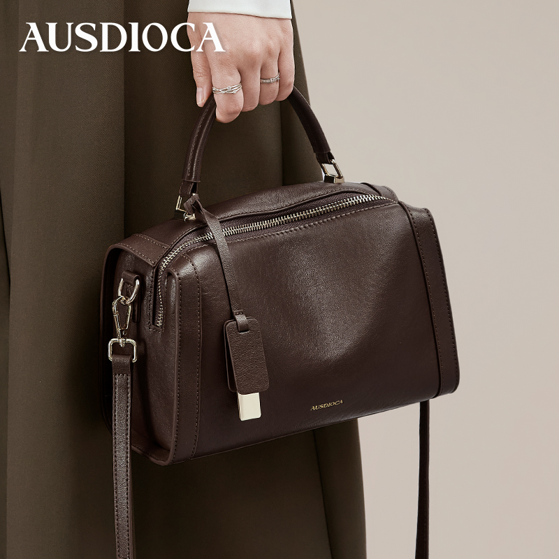 真皮女包2025新款时尚手提包通勤波士顿枕头包头层牛皮女士斜挎包