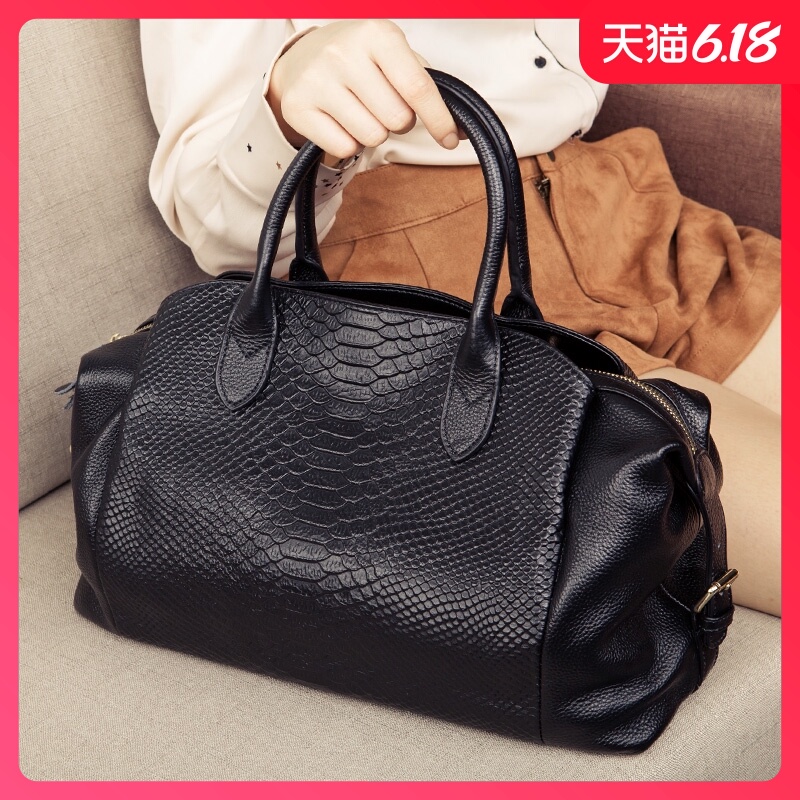 澳迪佳包包女2020新款潮真皮手提包女大包大容量单肩斜挎波士顿包