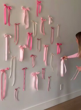 ins缎带背景墙网红丝带蝴蝶结成品材料包diy生日氛围布置道具