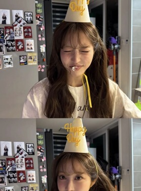 韩国博主同款生日无纺布帽子ins网红可爱happyday宝宝女道具拍照