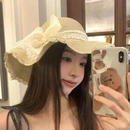 蕾丝花边草编帽草帽防紫外线防晒海边沙滩拍照网红大帽檐 夏季