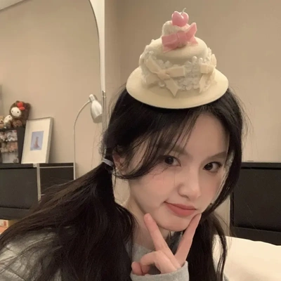 白爱心蛋糕发箍会发光的生日帽子派对聚会拍照出片道具可爱发夹