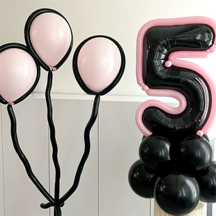 ins韩国黑粉数字铝膜气球套餐外圈可爱儿童宝宝生日派对聚会