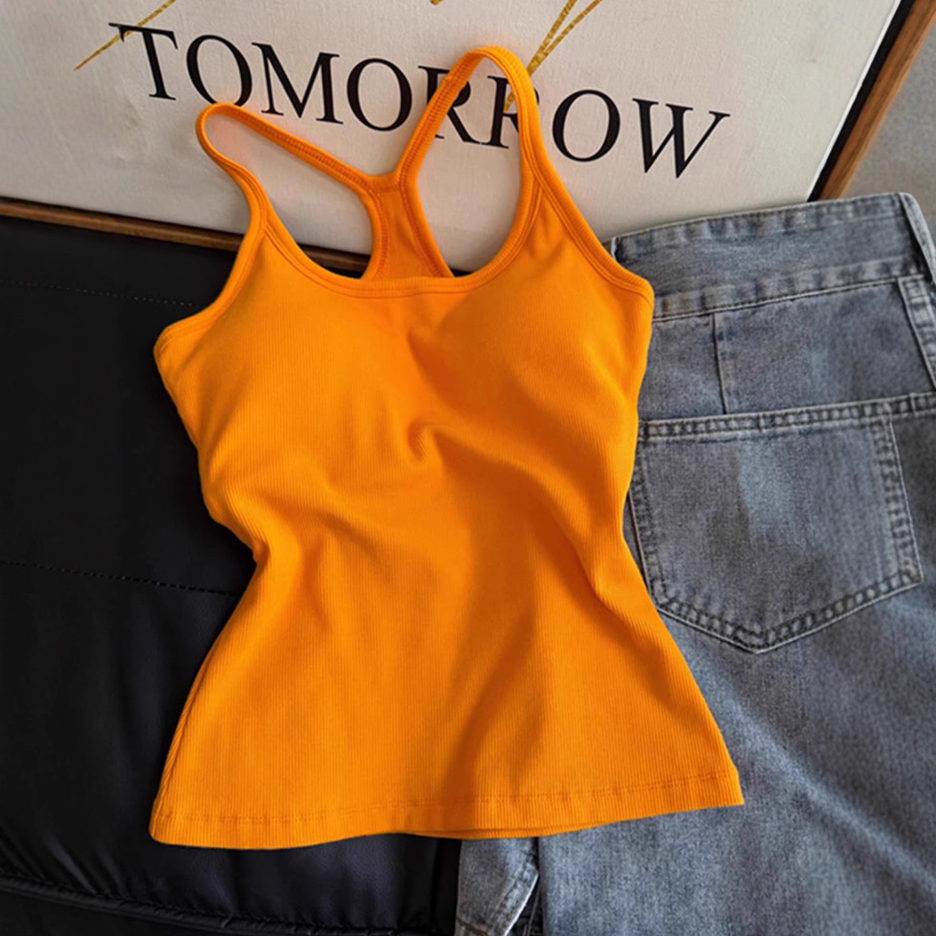 辣妹纯欲带胸垫内搭外穿工字吊带背心女夏季新款修身显瘦打底上衣