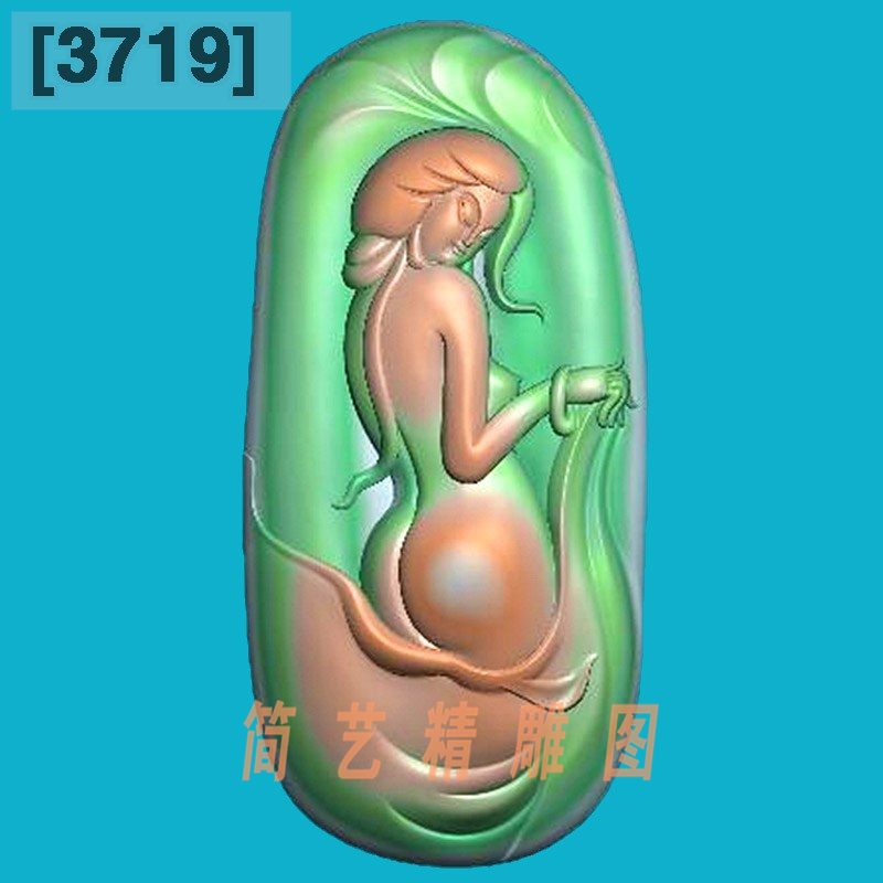 3719新随形裸女仕女美女精雕图玉雕图电脑雕刻浮雕图灰度图bmpjdp