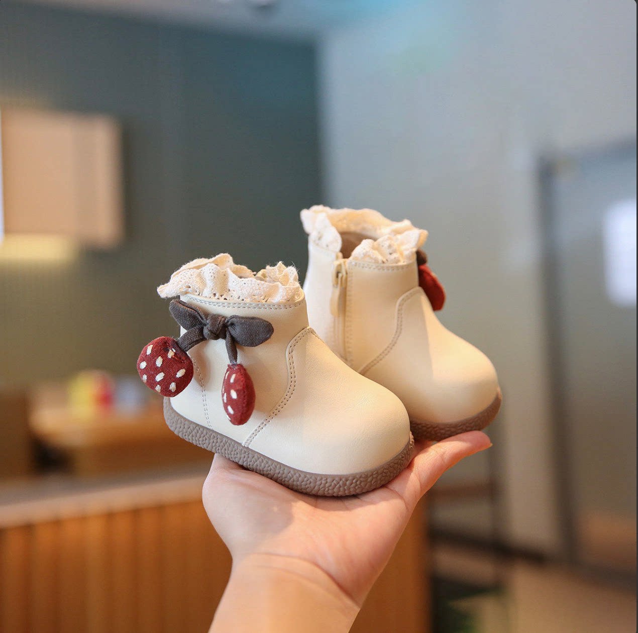 女宝宝靴子时尚小樱桃短靴